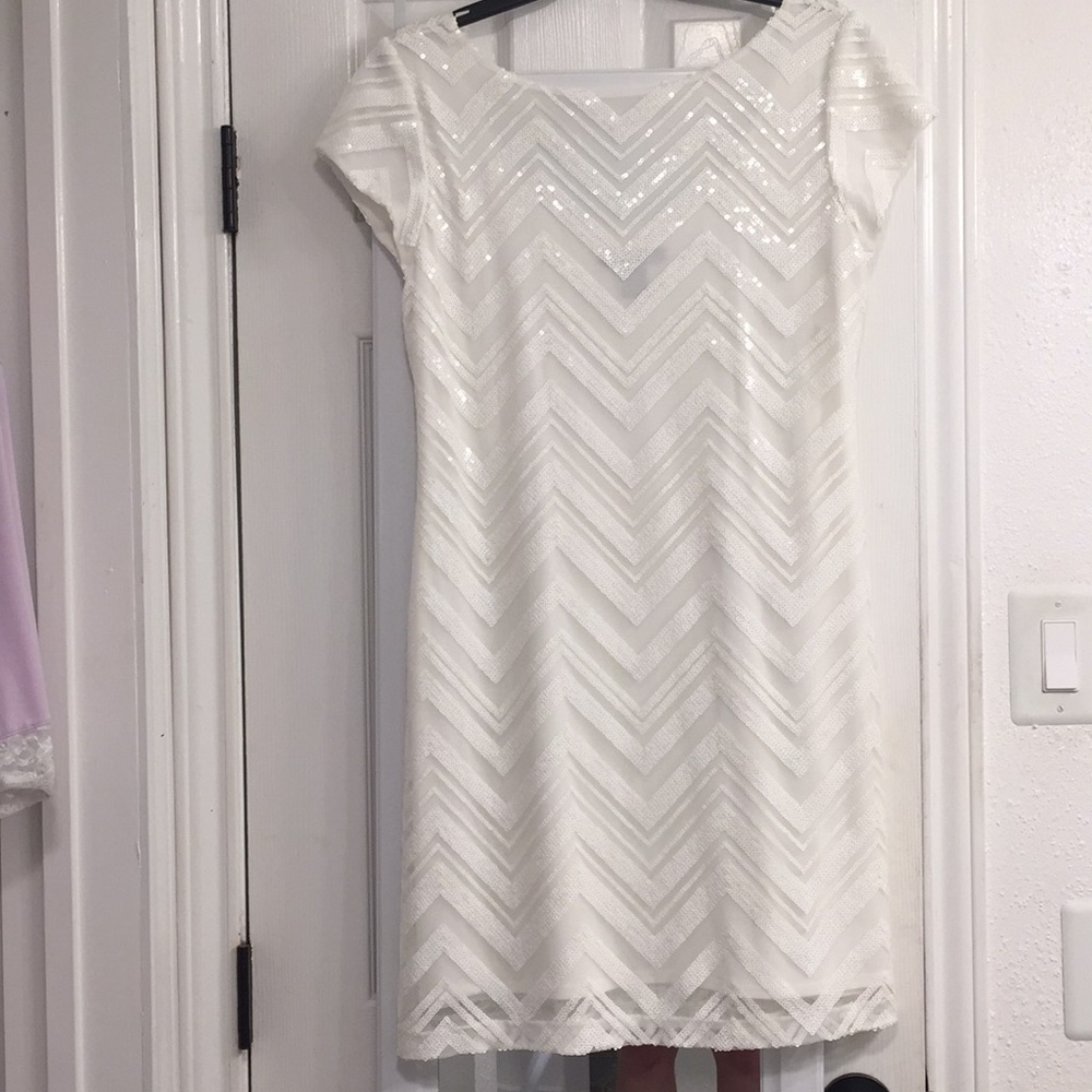 Sequin white dress. Medium
